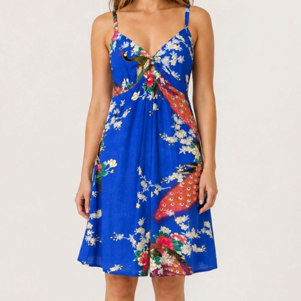 Vintage Blue Floral Sundress Size Small